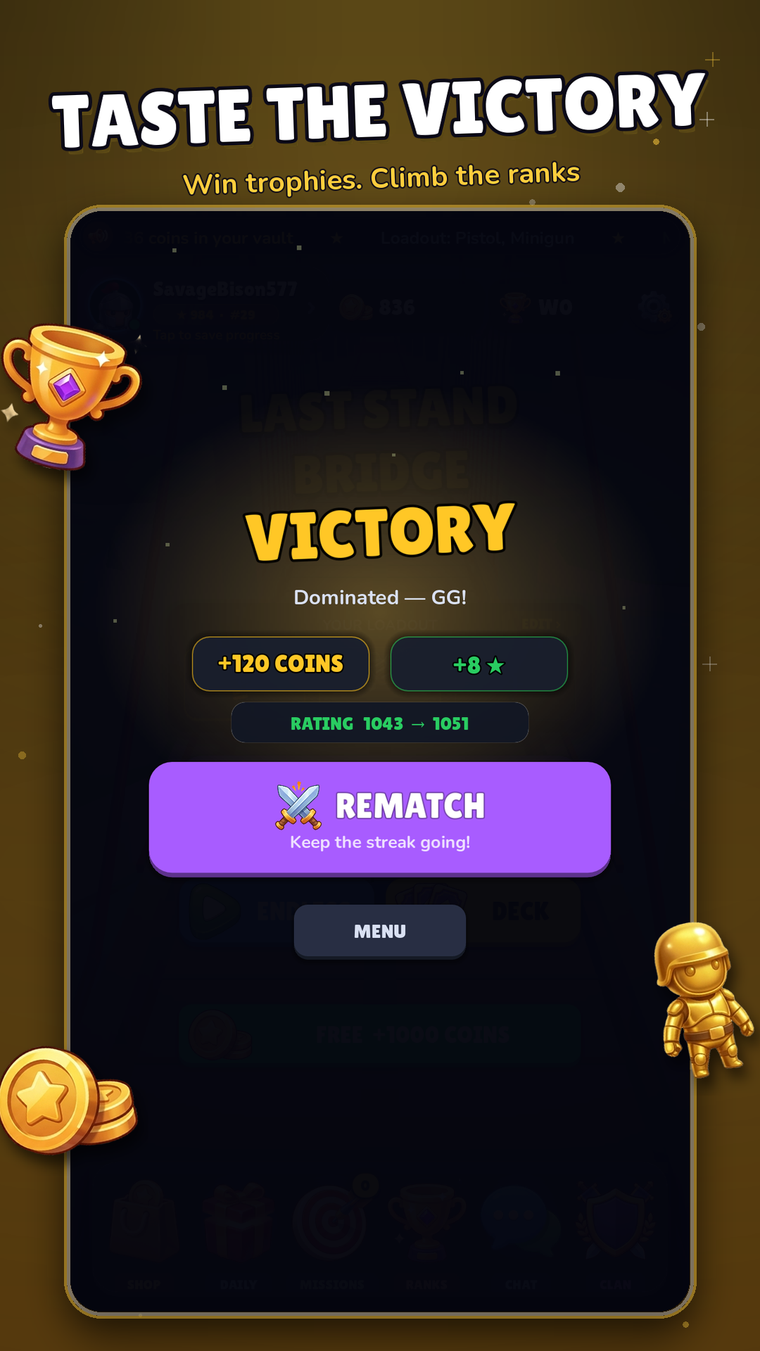 Victory and rating gain