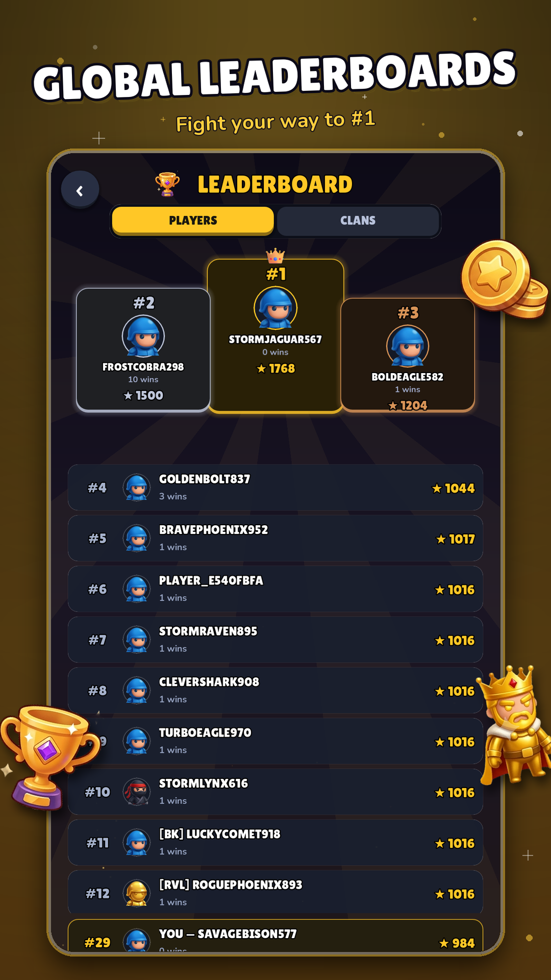 Global player leaderboards