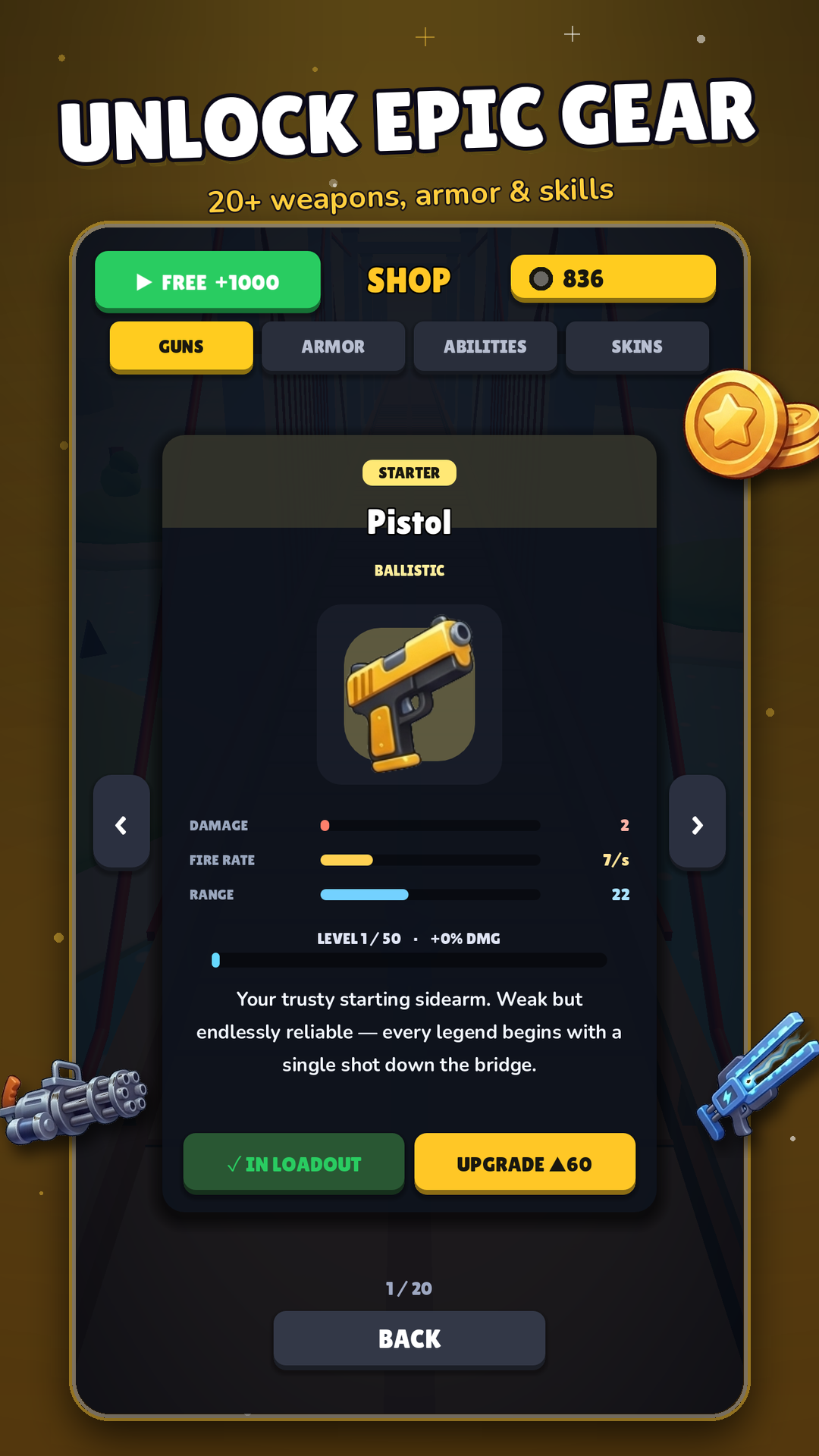 Unlock epic gear in the shop