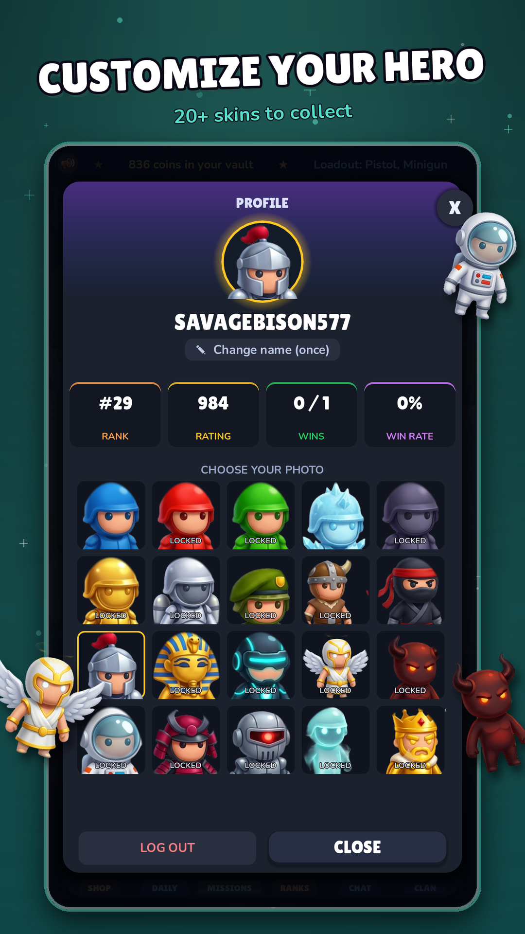 Customize your hero and profile