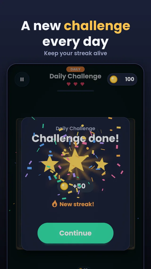 Daily Challenge complete with streak reward